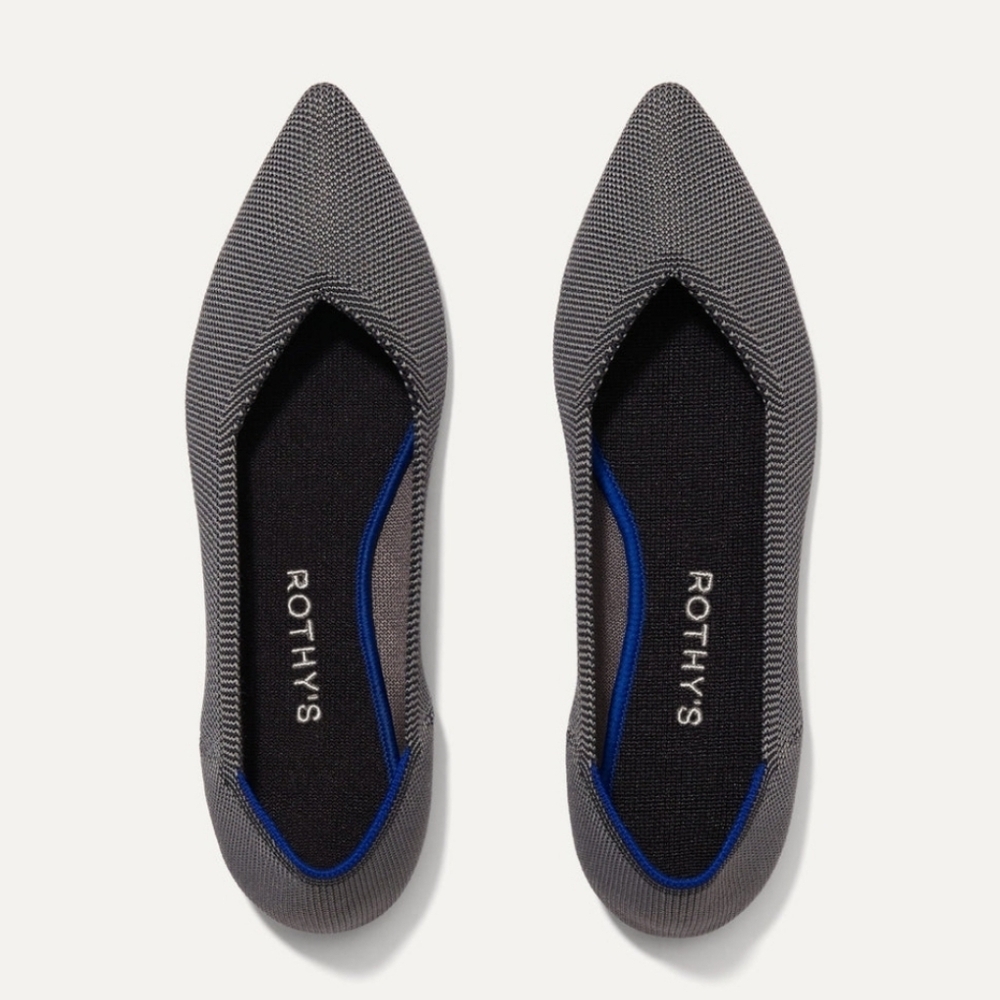 ROTHY'S The Point Dual Toned Cloud Grey Birdseye Flats